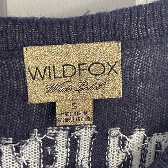 WILDFOX Hampton Tennis Club 1966 Semi Sheer Oversized Sweater Navy V-Neck Small - Picture 8 of 10